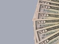 Simple Background with 50 Dollar Bills Royalty Free Stock Photo