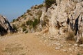 Right side Rock passage through the hill in Croatia