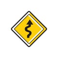 Right-sided winding road sign. Vector illustration decorative design Royalty Free Stock Photo