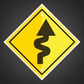 Right-sided winding road sign. Vector illustration decorative design Royalty Free Stock Photo