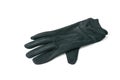 Right suede black men`s glove isolated on a white background.