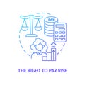 Right to pay rise blue gradient icon