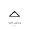 Right triangle icon vector. Trendy flat right triangle icon from education collection isolated on white background. Vector Royalty Free Stock Photo