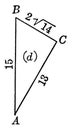 Right Triangle with leg 13 and hypotenuse 15. vintage illustration