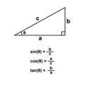 right triangle, the sine, cosine, and tangent of ÃÂ¸