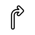 Right turn icon in trendy line style design. Vector graphic illustration. Right turn symbol for website, logo, app and interface Royalty Free Stock Photo