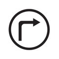 Right turn icon vector sign and symbol isolated on white background, Right turn logo concept