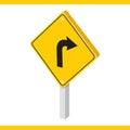 right turn road sign. Vector illustration decorative design Royalty Free Stock Photo