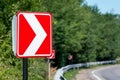 Right Turn Sign. Road signs warn of a sharp turn