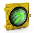 Right turn traffic lamp isolated on black background. 3D illustration