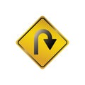 Right u turn road sign. Vector illustration decorative design Royalty Free Stock Photo