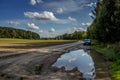 Car standing on a pathway. Summer landscape Royalty Free Stock Photo