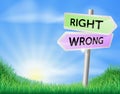 Right way wrong way sign concept Royalty Free Stock Photo