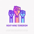 Right-wing terrorism thin line icon. Fascism, genocide of jewish. Modern vector illustration