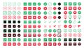 Green check mark and red cross icon Set of simple icons in flat style. Royalty Free Stock Photo