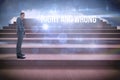 Right and wrong against steps against blue sky Royalty Free Stock Photo