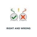 right and wrong answer icon. good and bad experience, undergo survey, ok and error button concept symbol design, customer feedback Royalty Free Stock Photo