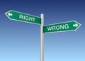 Right wrong road sign 3d illustration Royalty Free Stock Photo