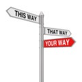 Right Your Way Choice in Business and Life Signpost. 3d Rendering