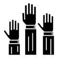 Rights - 3 hands up icon, vector illustration, black sign on isolated background Royalty Free Stock Photo