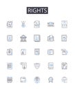 Rights line icons collection. Orbital, Transponder, Uplink, Downlink, Antenna, Radiation, Attitude vector and linear Royalty Free Stock Photo