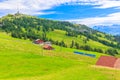 Rigi Kulm railways and blue train Royalty Free Stock Photo