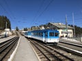 Rigi Mountain railways or Rigi Bergbahnen First cogwheel railway in Europe or die erste Bergbahn Europas Royalty Free Stock Photo