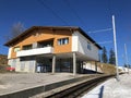 Rigi Mountain railways or Rigi Bergbahnen First cogwheel railway in Europe or die erste Bergbahn Europas Royalty Free Stock Photo