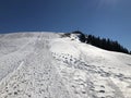 Rigi Staffel Skiing Area or Skifahren Rigi Staffel near Lake Lucerne VierwaldstÃÂ¤ttersee and Lake Zug Zugersee Royalty Free Stock Photo