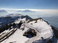 Rigi Staffel Skiing Area or Skifahren Rigi Staffel near Lake Lucerne VierwaldstÃÂ¤ttersee and Lake Zug Zugersee Royalty Free Stock Photo