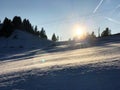 Rigi Staffel Skiing Area or Skifahren Rigi Staffel near Lake Lucerne VierwaldstÃÂ¤ttersee and Lake Zug Zugersee Royalty Free Stock Photo