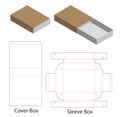 Rigid box packaging die cut template 3D mockup