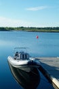 Rigid inflatable boat at a pier Royalty Free Stock Photo