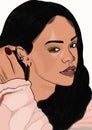 Rihanna portrait illustration created digitally for use with designs