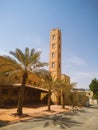 Rijad urban quarters typical aware Minaret with palms around