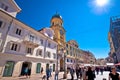 Town of Rijeka main square and clock tower view. European capital of culture 2020