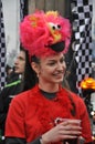 Rijeka, Croatia,19th February, 2023. Beautiful girl pose on carnival day in the carnival parade in Rijeka city.