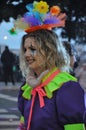 Rijeka, Croatia,19th February, 2023. Beautiful girl pose on carnival day in the carnival parade in Rijeka city.