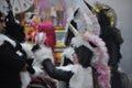 Rijeka, Croatia,19th February, 2023. Beautiful girl pose on carnival day in the carnival parade in Rijeka city.