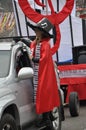 Rijeka, Croatia,19th February, 2023. Beautiful girl pose on carnival day in the carnival parade in Rijeka city.