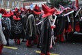 Rijeka, Croatia,19th February, 2023. Beautiful group pose on carnival day in the carnival parade in Rijeka city.