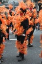 Rijeka, Croatia,19th February, 2023. Beautiful group pose on carnival day in the carnival parade in Rijeka city.