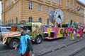 Rijeka, Croatia,19th February, 2023.Masked woman and man participates at the annual carnival parade in Rijeka.