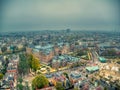 Rijksmuseum aerial photo during winter fog day