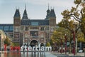 The Rijksmuseum Amsterdam museum area with the words IAMSTERDAM in Amsterdam, Netherlands