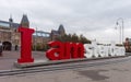 The Rijksmuseum Amsterdam museum area with the words IAMSTERDAM in Amsterdam