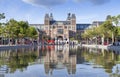 Rijksmuseum Amsterdam with a reflection in a pont