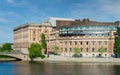 Riksdagshuset, the Swedish Parliament House, located on the island of Helgeandsholmen, Gamla Stan, Stockholm, Sweden Royalty Free Stock Photo