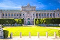 Riksplan park and Swedish parliament The Riksdag house front facade view