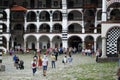 Tourists visiting Rila monastery , the oldest and largest monastery in Bulgaria